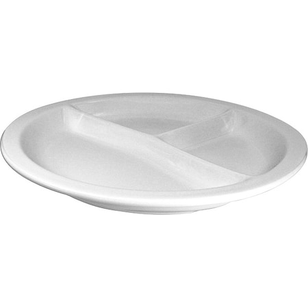 Iti Divided Plate, 9" Dia, Bright White, PK12 DIV-9