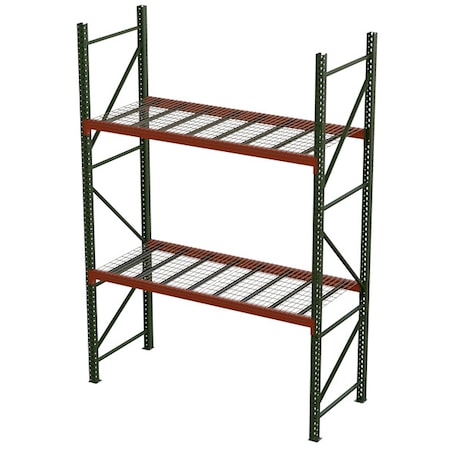 Husky Rack & Wire Pallet Rack Starter Unit, Teardrop, Roll Formed Style, 16 ft H, 102 in W, 42 in D, Green/Orange 244219243096DS