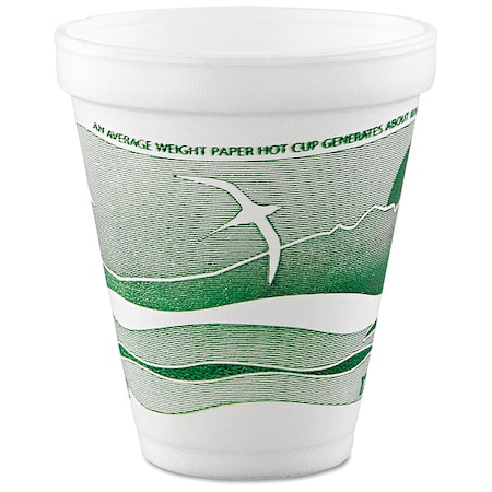 Dart Disp Hot/Cold Cup, 12 oz, WH/GRN, PK1000 12J16H