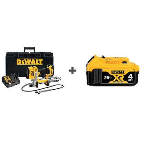 Dewalt Grease Gun, Cordless, 20V, Bonus Battery DCGG571M1/DCB204