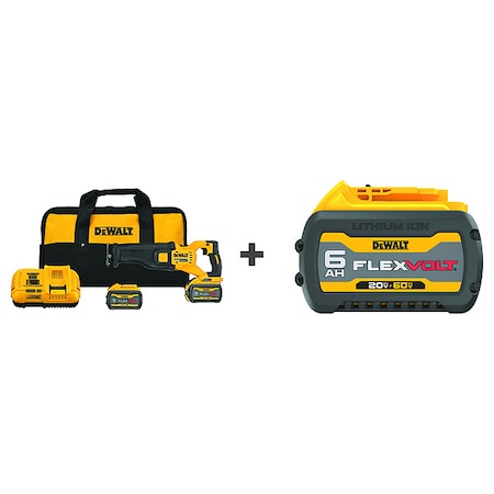 Dewalt Reciprocating Saw Kit, Bonus Battery DCS389X2/DCB606