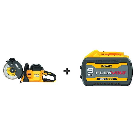 Dewalt Concrete Saw, 9", 60V, Bonus Battery DCS692X2
