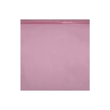 Zoro Select Reclosable Bag, Zip Seal, 24 in L, 24 in W, 4 mil Thick, Low Density Polyethylene (LDPE), Pink M24x24AS