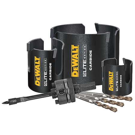 Dewalt Hole Saw Kit, 7pcs, Sizes:2.125"-3.625" DAH47MMSET