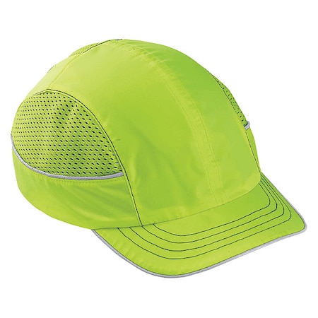Ergodyne Bump Cap, Short Brim Baseball, ABS, Hook-and-Loop Suspension, Hi-Visibility Lime 8950