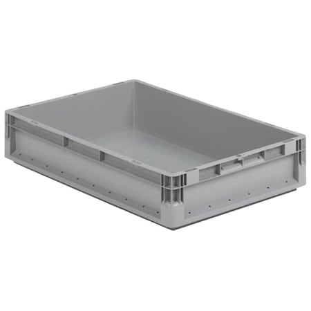 Ssi Schaefer Solid & Stackable Straight Wall Storage Container, 2.9 gal, 16 in L x 12 in W x 5 in H, Gray ELB4120.GY1