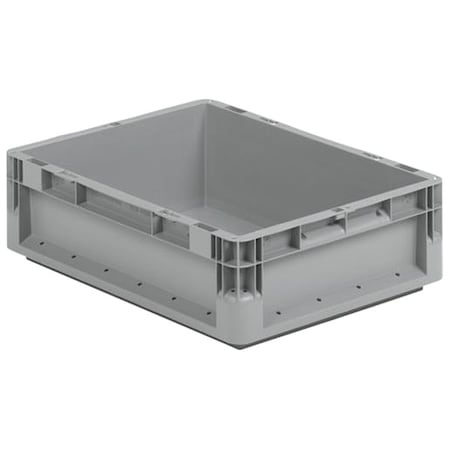 Ssi Schaefer Solid & Stackable Straight Wall Storage Container, 5.4 gal, 16 in L x 12 in W x 9 in H, Gray ELB4220.GY1