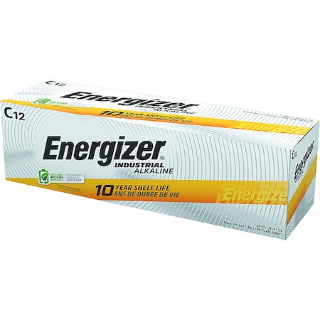 Energizer Industrial C Alkaline Battery, 1.5V DC, PK12 EN93