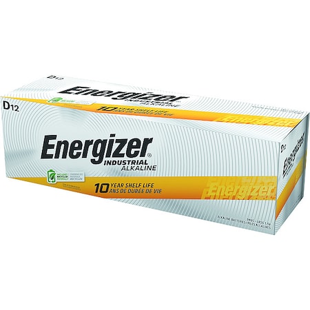 Energizer Industrial D Alkaline Battery, 1.5V DC, PK12 EN95