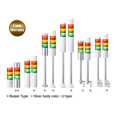 Patlite Tower Light Mounts and Bases, 100 - 240V AC, 2 3/8 in Dia., 6 5/8 in Height LR6-M2WJNW