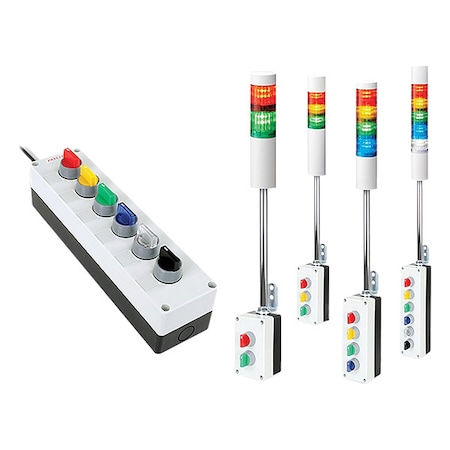 Patlite Tower Light Assembly, 24V DC, 40 mm Dia., 253 mm Height VSST-LR4-302LJBW-RYG