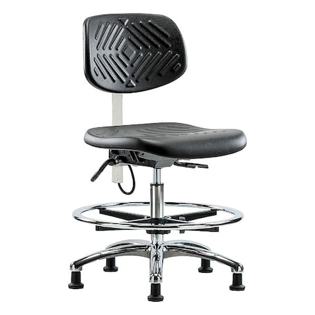Zoro Select ESD Task Chair, No Arms, 20-1/2" to 28" Height, Black BR-ESD-PMBCH-CR-T1-A0-CF-EG