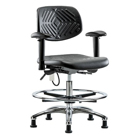 Zoro Select ESD Task Chair, Adjustable Arms, 20-1/2" to 28" Height, Black BR-ESD-PMBCH-CR-T0-A1-CF-EG