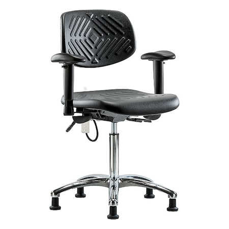 Zoro Select ESD Task Chair, Adjustable Arms, 20-1/2" to 28" Height, Black BR-ESD-PMBCH-CR-T0-A1-NF-EG