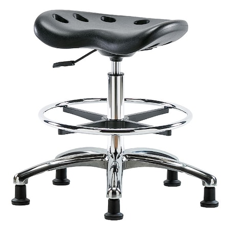 Zoro Select Stool, Polyurethane, Black, 20 in to 27 1/2 in Seat Height ESD-PTMBSL-CR-CF-EG