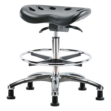 Zoro Select Tractor Stool, Polyurethane, Black, 20 in to 28 in Seat Height ESD-PTMBSO-CR-CF-EG