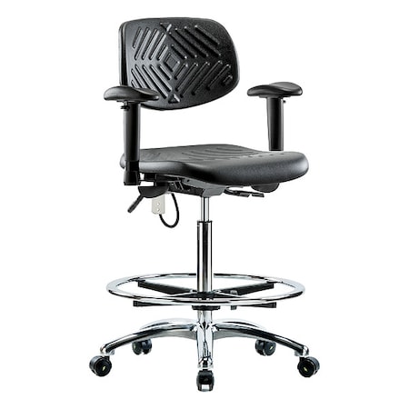 Zoro Select ESD Task Chair, Adjustable Arms, 24-1/2" to 34-3/4" Height, Black BR-ESD-PHBCH-CR-T1-A1-CF-EC