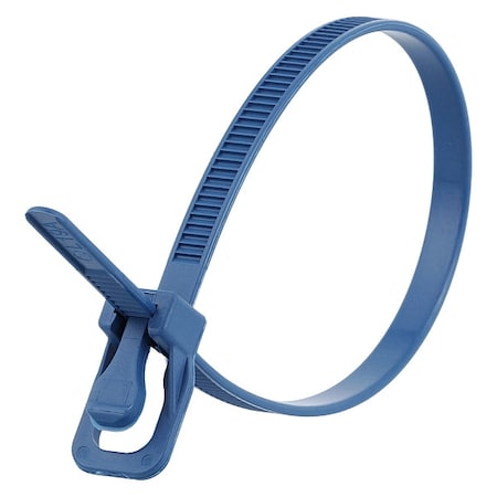 Retyz Cable Tie, 6 in L, 1.40 in Max Bundle Dia., Blue, Nylon 6/6, 50 lb Strength, 100 PK EVT-M06BL-TA