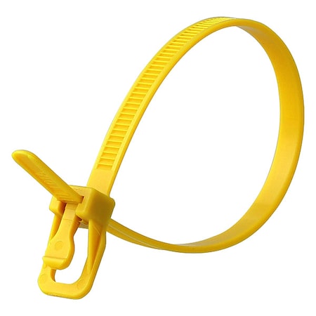 Retyz Cable Tie, 12 in L, 3.34 in Max Bundle Dia., Yellow, Nylon 6/6, 50 lb Strength, 100 PK EVT-S12YW-TA