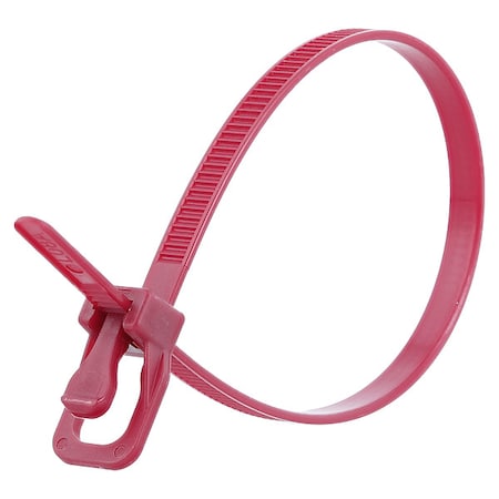 Retyz Cable Tie, 12 in L, 3.34 in Max Bundle Dia., Maroon, Nylon 6/6, 50 lb Strength, 100 PK EVT-S12MR-TA