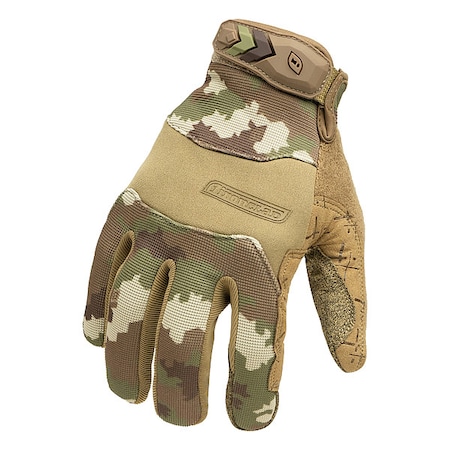 Ironclad Performance Wear Tactical Pro Gloves, Synthetic Suede Palm, Hook-and-Loop, Pull with Carabiner Hole Cuff, Camouflage EXOT-PCAM-04-L