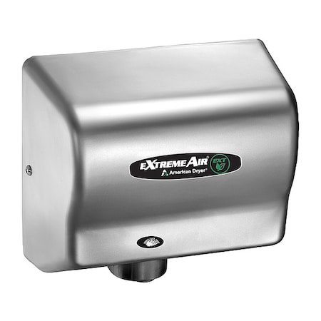 World Dryer Automatic Hand Dryer, 10 sec Dry, 110/240V AC, Silver, Brushed EXT7-SS