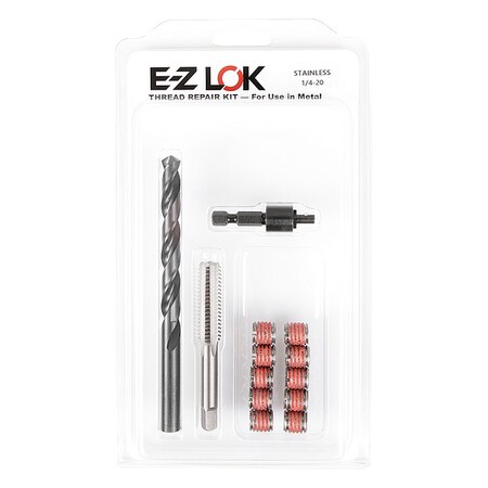 Zoro Select Thread Repair Kit, Self Locking Thread Inserts, 18-8 Stainless Steel, 10 Inserts EZ-303-4