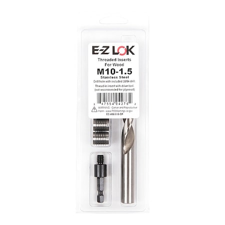 Zoro Select Thread Repair Kit, Knife Thread Inserts, 18-8 Stainless Steel, 5 Inserts EZ-400-M10-CR