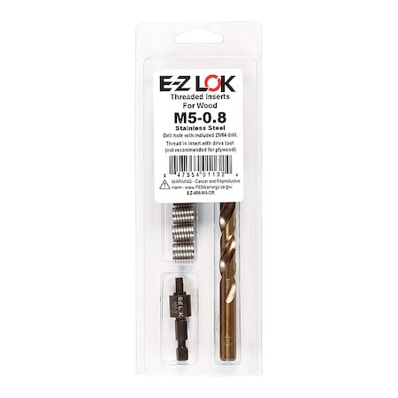 Zoro Select Thread Repair Kit, Knife Thread Inserts, 18-8 Stainless Steel, 6 Inserts EZ-400-M5-CR