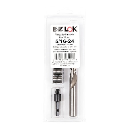 Zoro Select Thread Repair Kit, Knife Thread Inserts, 18-8 Stainless Steel, 5 Inserts EZ-400-524-CR