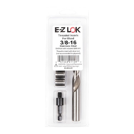 Zoro Select Thread Repair Kit, Knife Thread Inserts, 18-8 Stainless Steel, 5 Inserts EZ-400-6-CR