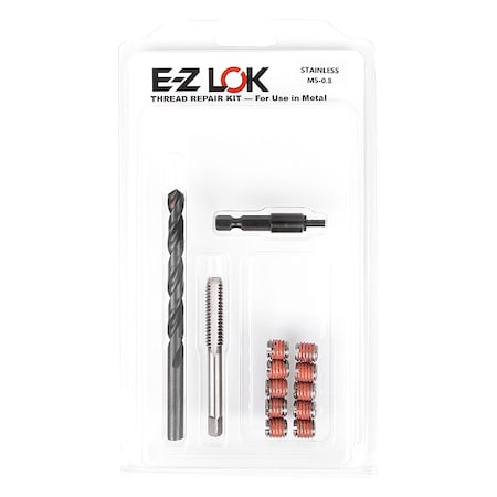 Zoro Select Thread Repair Kit, Self Locking Thread Inserts, 18-8 Stainless Steel, 10 Inserts EZ-453-5