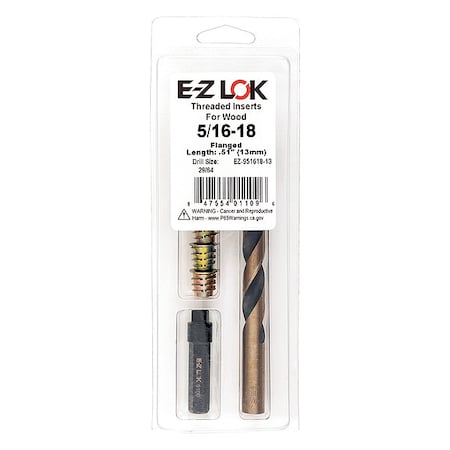 Zoro Select Thread Repair Kit, Hex Drive Threaded Inserts, 5/16"-18, Hexavalent Chromium Zinc, 5 Inserts EZ-951618-13