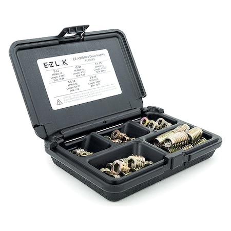 Zoro Select Thread Repair Kit, Hex Drive Threaded Inserts, #10-24, #8-32, 1/4"-20, 3/8"-16, 5/16"-18, Zinc EZ-A900