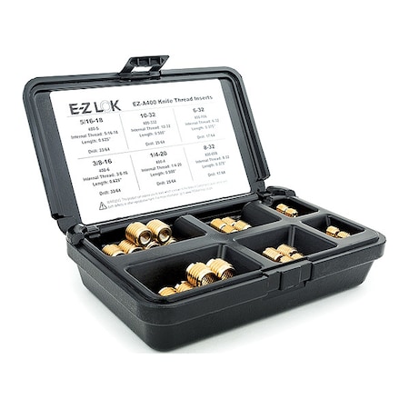 Zoro Select Thread Repair Kit, Knife Thread Inserts, #10-32, #6-32, #8-32, 1/4"-20, 3/8"-16, 5/16"-18, Plain EZ-A400