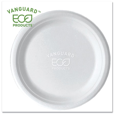 Zoro Select Vanguard Renewable and Compostable Sugarcane Plates, 9" dia, White, PK500 EP-P013NFA