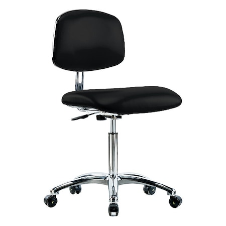 Zoro Select Ergonomic Chair, Vinyl (Antibacterial), Black, 21-1/2" to 29" Seat Height, Non-Marring Glides BR-ECR-VMBCH-CR-NF-EC-ESDBLK