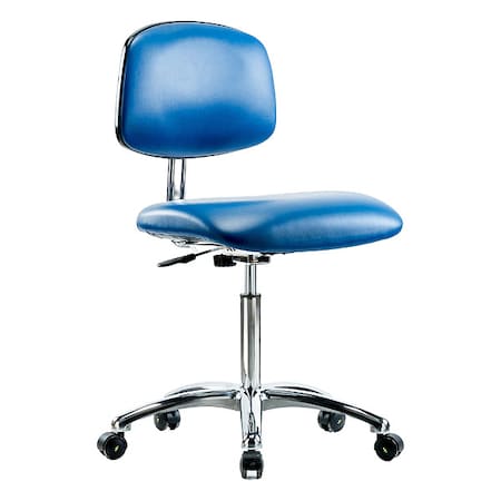 Zoro Select Ergonomic Chair, Vinyl (Antibacterial), Blue, 21-1/2" to 29" Seat Height, Non-Marring Glides BR-ECR-VMBCH-CR-NF-EC-ESDBLU