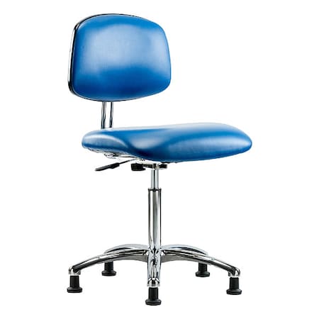 Zoro Select Ergonomic Chair, Vinyl (Antibacterial), Blue, 21-1/2" to 29" Seat Height, Non-Marring Glides BR-ECR-VMBCH-CR-NF-EG-ESDBLU