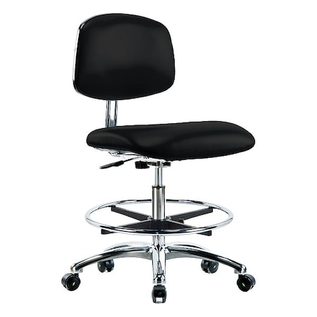 Zoro Select Medium Bench Chair Ergonomic Chair, 21-1/2" to 29" Height, Vinyl, Black BR-ECR-VMBCH-CR-CF-EC-ESDBLK