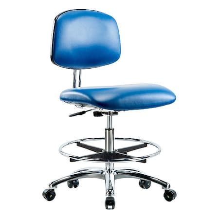 Zoro Select Ergonomic Chair, Vinyl (Antibacterial), Blue, 21-1/2" to 29" Seat Height, Rolling BR-ECR-VMBCH-CR-CF-EC-ESDBLU