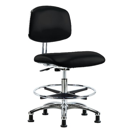 Zoro Select Ergonomic Chair, Vinyl (Antibacterial), Black, 21-1/2" to 29" Seat Height, Non-Marring Glides BR-ECR-VMBCH-CR-CF-EG-ESDBLK