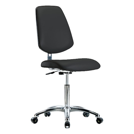 Zoro Select ESD Task Chair, Vinyl (Antibacterial), Black, 21-1/2" to 29" Seat Height, Rolling BR-ECR-VMBCH-MB-CR-NF-EC-ESDBLK
