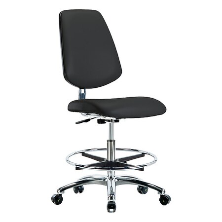 Zoro Select ESD Task Chair, Vinyl (Antibacterial), Black, 21-1/2" to 29" Seat Height, Rolling BR-ECR-VMBCH-MB-CR-CF-EC-ESDBLK