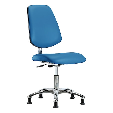 Zoro Select ESD Task Chair, Vinyl (Antibacterial), Blue, 18-1/2" to 23-3/4" Seat Height, Non-Marring Glides BR-ECR-VDHCH-MB-CR-EG-ESDBLU