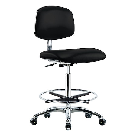 Zoro Select Ergonomic Chair, Vinyl (Antibacterial), Black, 25-3/4" to 35-1/2" Seat Height, Rolling BR-ECR-VHBCH-CR-CF-EC-ESDBLK