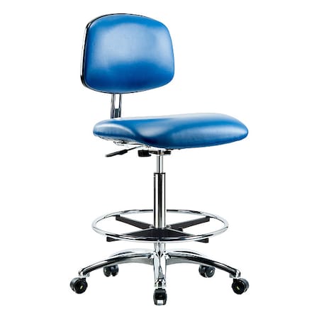 Zoro Select Ergonomic Chair, Vinyl (Antibacterial), Blue, 25-3/4" to 35-1/2" Seat Height, Rolling BR-ECR-VHBCH-CR-CF-EC-ESDBLU