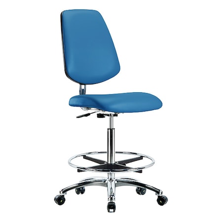 Zoro Select Ergonomic Chair, Vinyl (Antibacterial), Blue, 25-3/4" to 35-1/2" Seat Height, Rolling BR-ECR-VHBCH-MB-CR-CF-EC-ESDBLU