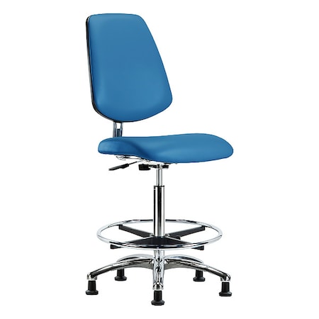 Zoro Select Ergonomic Chair, Vinyl (Antibacterial), Blue, 25-3/4" to 35-1/2" Seat Height, Non-Marring Glides BR-ECR-VHBCH-MB-CR-CF-EG-ESDBLU