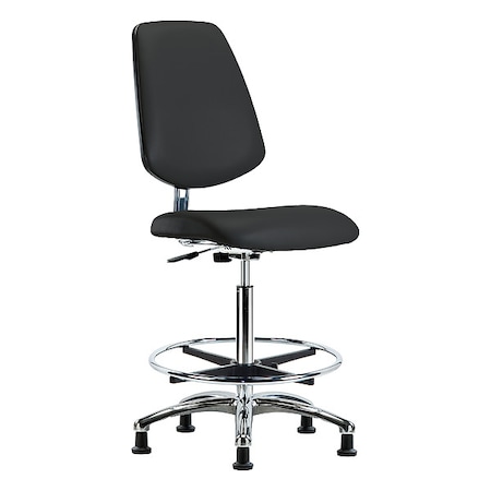 Zoro Select Ergonomic Chair, Vinyl (Antibacterial), Black, 25-3/4" to 35-1/2" Seat Height, Non-Marring Glides BR-ECR-VHBCH-MB-CR-CF-EG-ESDBLK